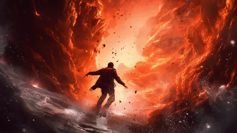 Trailer Music Trailblazers 1 course - cinematic key art with a heroic figure leaping into a fireball